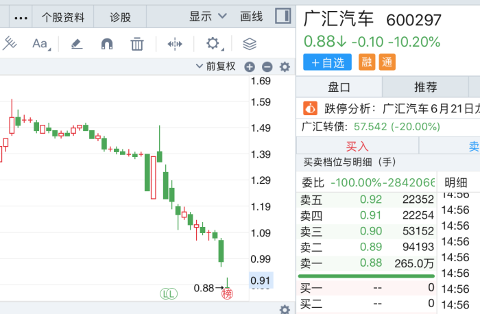 遭遇“股债双杀”，广汇汽车股价跌破1元“红线”